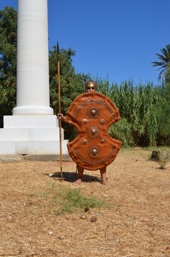 Dipylon shield fully covers the warrior’s body while offering the necessary openings for weapon use